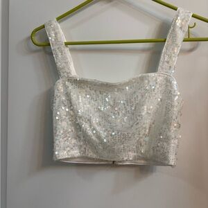Sequin White Crop Top